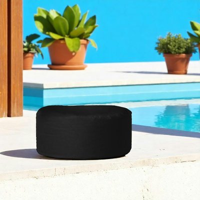 Pouf extérieur imperméable noir - forme ronde ARTA PIER IMPORT