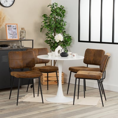 Ensemble table à manger ronde avec 4 chaises, CLIFTWHITESET MEUBLES COSY
