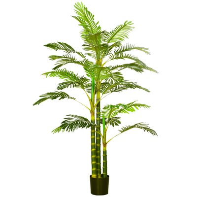 Palmier areca artificiel hauteur 190 cm avec 30 grandes feuilles en plastique pot inclus HOMCOM