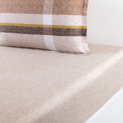 Drap housse en satin de coton marron, LOOMIS BOSS HOME