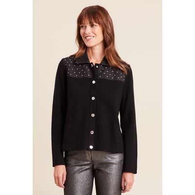 Gilet col rond manches longues strass BREAL