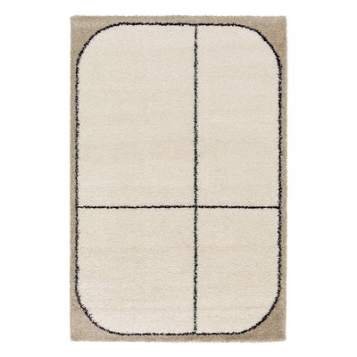 Tapis intérieur shaggy tracé noir sur fond créme BRIDGET SWEEEK
