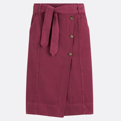 Jupe midi portefeuille en twill coton LA REDOUTE COLLECTIONS