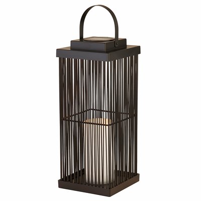 Large Outdoor Solar Black Rattan Frame Lantern SO'HOME