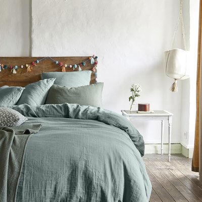 Housse de couette unie en gaze de coton lavée, TENDRESSE ESSIX