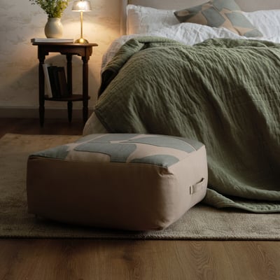 Bosie Ozella Natural And Grey Square Floor Cushion ÉDITÉ