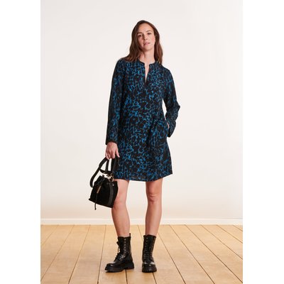 Robe courte droite à imprimé animalier col montant LA FEE MARABOUTEE