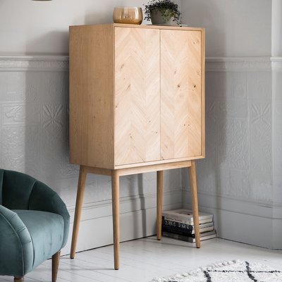 Dhule Herringbone Oak Cocktail Cabinet SO'HOME