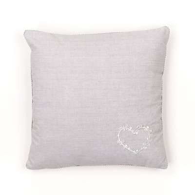 Coussin déhoussable avec broderie coton uni CHARME TODAY