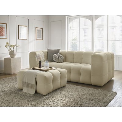 Canapé droit fixe 4 places en tissu mesh avec pouf, CLOUD BOBOCHIC