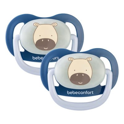 Lot de 2 sucettes physiologiques phosphorescentes Air Confort 6-18 mois Dark blue BEBECONFORT