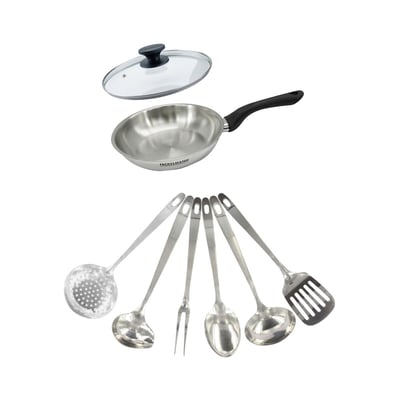 Set poêle 20 cm , couvercle verre et 6 ustensiles GENEVA FACKELMANN
