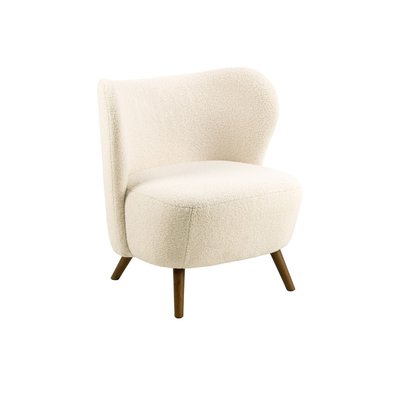 Fauteuil en tissu écru et piétement bois peint en noir - WINNY HELLIN, DEPUIS 1862
