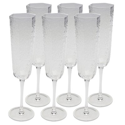 Lot de 6 flûtes à champagne, CASCATA KARE DESIGN
