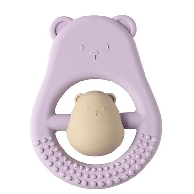 Anneau de dentition en silicone maman et bébé lilas NATTOU