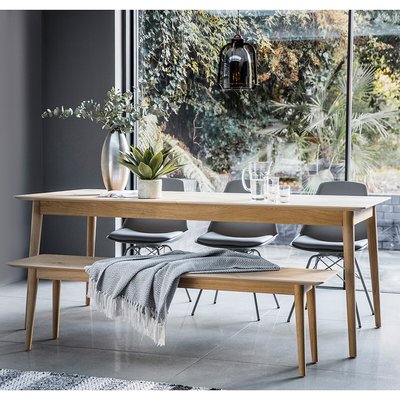 Dhule Herringbone Oak Extendable Dining Table (Seats 6-8) SO'HOME