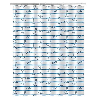 Rideau de douche bleu et blanc ancres 180x200cm WADIGA