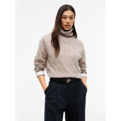Pull torsadé à col roulé en laine TOMMY HILFIGER