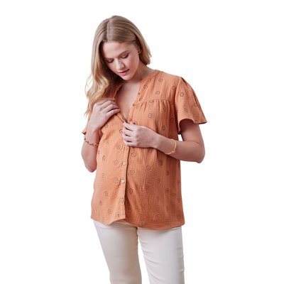 Blouse gaze de coton brodé grossesse et allaitement VERTBAUDET