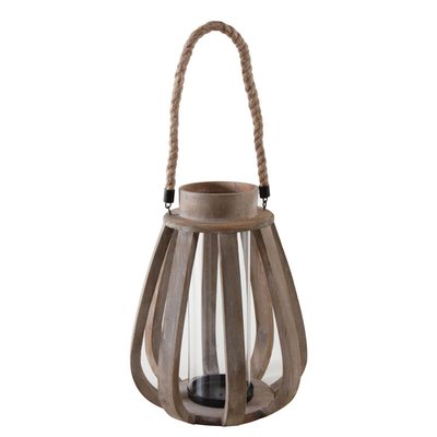 Lanterne de jardin en bois vieilli et verre AUBRY GASPARD