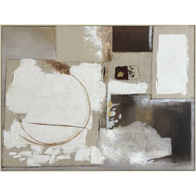 tableau abstrait arpillera et huile tons naturels déco murale RECOLLECTION