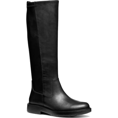 Bottes Femme Geox Noires Taille 4 (37) - Cuir Et Daim - Légèrement Utilisées