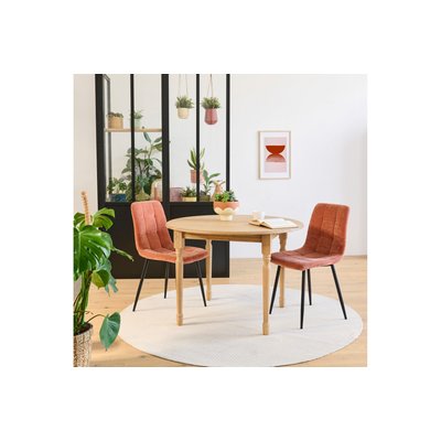 Table extensible ronde bois D105 + 1 allonge et pieds tournés - VICTORIA HELLIN, DEPUIS 1862