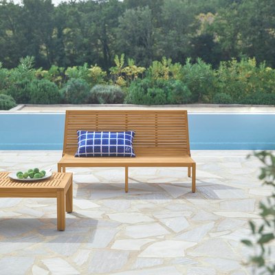 Banquette de jardin basse en teck massif TEO TIKAMOON