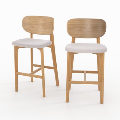 Lot de 2 chaises pour îlot central 66 cm en bois et tissu - ARIA RENDEZ-VOUS DÉCO