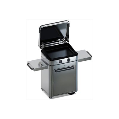 Plancha gaz Enosign 65 inox 2 brûleurs sur chariot, 56x40 cm ENO