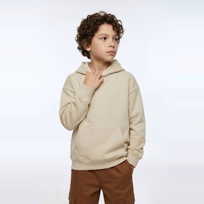 Sweat uni à capuche en coton BIO GOTS MONOPRIX