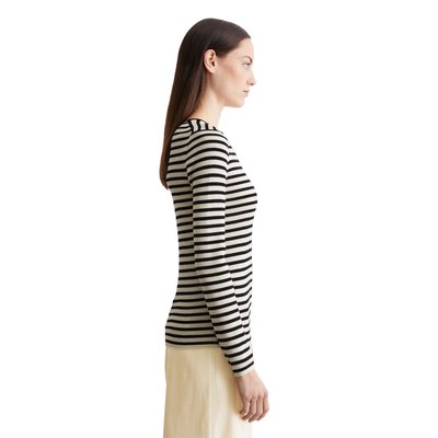 Pull-over en maille fine rayé slim en laine mérinos douce MARC O'POLO