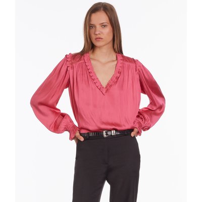 Langärmeliges Shirt mit V-Ausschnitt und Rüschen THE KOOPLES