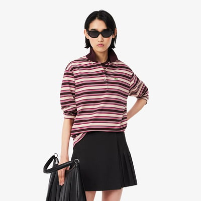 Polo manches longues rayures oversize LACOSTE