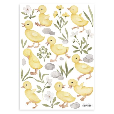 Stickers muraux 9 cannetons LUCKY DUCKY LILIPINSO