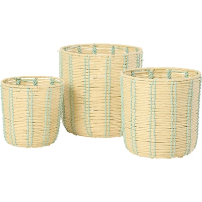Set de 3 paniers ronds lignés en métal RECOLLECTION