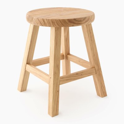 Tabouret massif, 40xH45cm, en bois de noisetier MONOPRIX