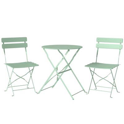 Ensemble de bistrot d'extérieur Métal Vert OUTSUNNY