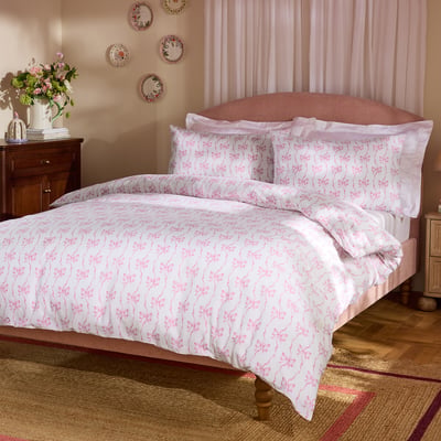 Ribbon And Bows Reversible Cotton Duvet Cover and Pillowcase Set CATH KIDSTON