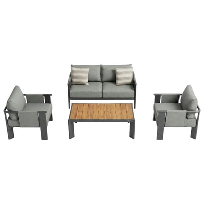 Salon de jardin 4 places en aluminium anthracite LIGO PIER IMPORT