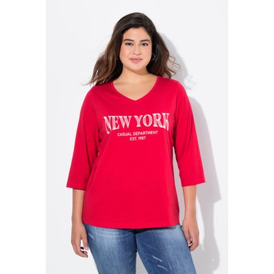 T-shirt à col en V et manches 3/4. Imprimé ULLA POPKEN
