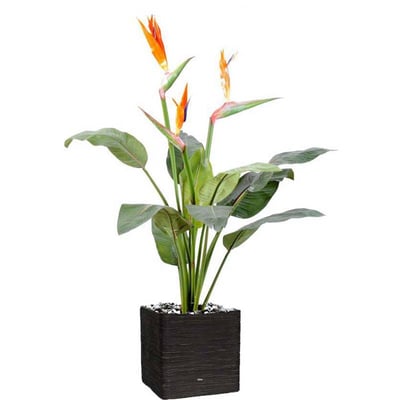 Strelitzia artificiel en pot à 3 fleurs ARTIFICIELLES