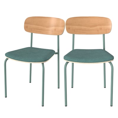 Lot de 2 chaises en bois et tissu - ALBA MAISON PAVANE