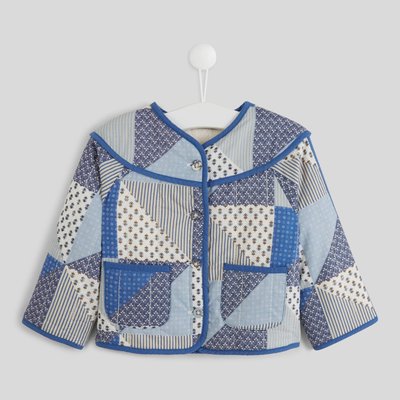 Veste manches longues col rond imprimée patchwork, certifié OEKO-TEX BOUT'CHOU