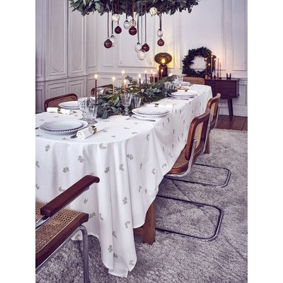Nappe broderie dorée en coton tramé aspect lin CYRILLUS