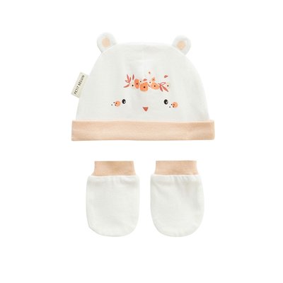 Bonnet bébé et moufles anti-griffures Miss Plume PETIT BEGUIN