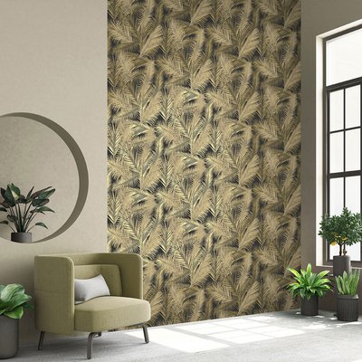 Papier peint jungle bambous dorés HEXOA