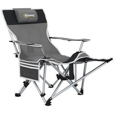 Chaise de camping pliante repose-pied amovible sac OUTSUNNY