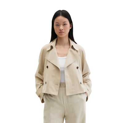 Veste en cuir velours style trench relaxed en cuir de chèvre souple MARC O'POLO
