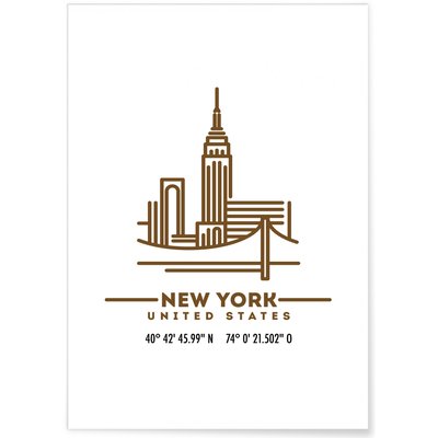 Poster Coordonnées New York L'AFFICHERIE